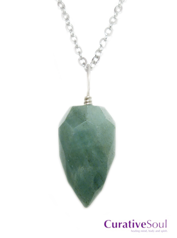 Green Aventurine Faceted Drop Necklace